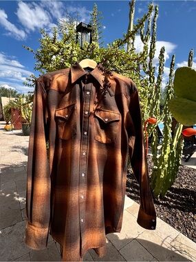 Pendleton Canyon Man’s Shirt - Brown Ombre Shadow Plaid Western NWOT Size Tall